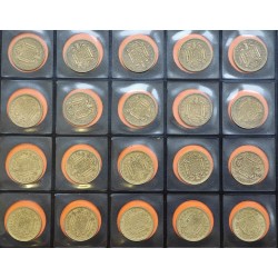 . 29 monedas x ESPAÑA 1 PESETA 1944 incluye 1947 * 56 hasta 1966 * 75 ESTADO ESPAÑOL LATON CIRCULADAS Francisco Franco