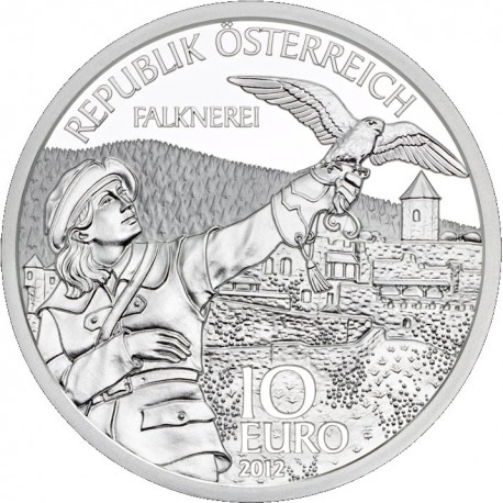 AUSTRIA 10 EUROS 2012 HALCÓN Cetrería REGION de KARNTEN MONEDA DE PLATA SC @BLISTER@ Österreich 0,51 ONZAS