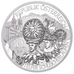 AUSTRIA 10 EUROS 2014 CARNAVALES Región del TIROL MUSICA MONEDA DE PLATA SC Österreich 0,51 ONZAS