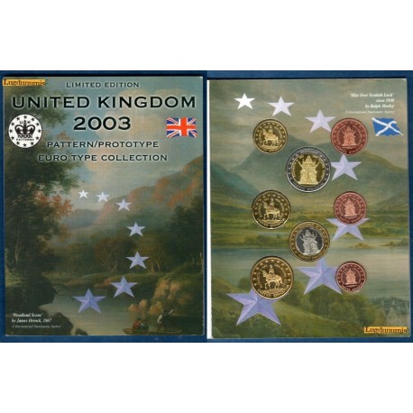 @OFERTA@ INGLATERRA MONEDAS EURO PRUEBA 2003 CARTERA SET Euro Set 8 coins ESSAI PROBE PATTERN United Kingdom Great Britain