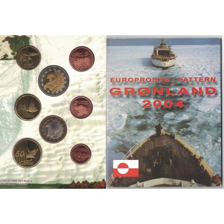 @OFERTA@ GROENLANDIA MONEDAS EURO PRUEBA 2004 CARTERA SET Euro Set 8 coins ESSAI PROBE PATTERN Greenland Gronland
