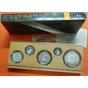 ESPAÑA V CENTENARIO 100+200+500+1000+2000 PESETAS 1990 PLATA PROOF 2ª Serie 5 Valores QUINTO ESTUCHE FNMT 1,55 ONZAS