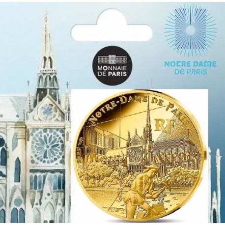 . 1 aaaaaaaacoin @ENVÍO HOY@ FRANCIA 1/4 EURO 2025 NOTRE DAME en PARÍS Serie UNESCO MONEDA DE LATON SC France BLISTER