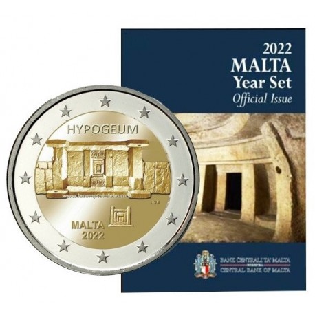 . @AGOTADA@ MALTA CARTERA OFICIAL EUROS 2022 UNC 1+2+5+10+20+50 Centimos 1€ + 2€ + 2 EUROS 2022 TEMPLO HYPOGEUM 10000 uds
