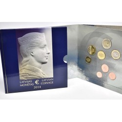 1º AÑO DE EMISION x LETONIA CARTERA OFICIAL EUROS 2014 SC 1+2+5+10+20+50 Centimos + 1 EURO + 2 EUROS 2014 EUROSET KMS Latvia