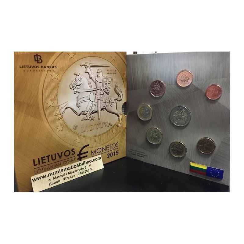 1ª AÑO DE EMISION x LITUANIA CARTERA OFICIAL EUROS 2015 SC 1+2+5+10+20+50 Cts. + 1€ + 2 EUROS 2015 EUROSET KMS Lithuania