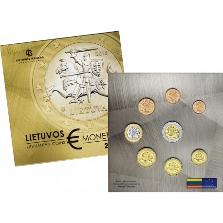 1ª AÑO DE EMISION x LITUANIA CARTERA OFICIAL EUROS 2015 SC 1+2+5+10+20+50 Cts. + 1€ + 2 EUROS 2015 EUROSET KMS Lithuania