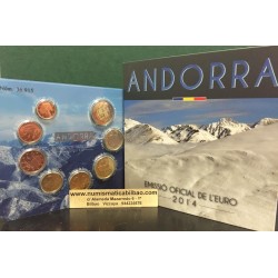 @PRIMER AÑO DE EMISION@ ANDORRA CARTERA OFICIAL EUROS 2014 BU SET 1+2+5+10+20+50 CENTIMOS 1 EURO + 2 EUROS 2014 SC 8 MONEDAS