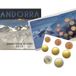 @PRIMER AÑO DE EMISION@ ANDORRA CARTERA OFICIAL EUROS 2014 BU SET 1+2+5+10+20+50 CENTIMOS 1 EURO + 2 EUROS 2014 SC 8 MONEDAS
