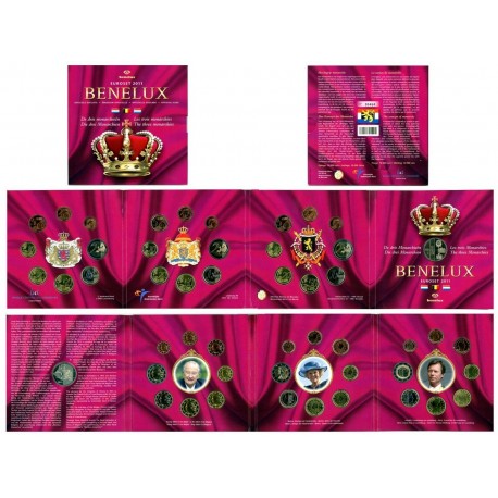 BENELUX CARTERA OFICIAL EUROS 2011 SC 1+2+5+10+20+50 Centimos + 1 EURO + 2 EUROS 2011 LUXEMBURGO + BELGICA + HOLANDA