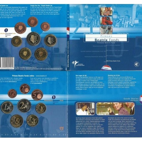 HOLANDA CARTERA OFICIAL EUROS 2005 BU SET 1+2+5+10+20+50 CENTIMOS 1 EURO + 2 EUROS 2005 SC REINA BEATRIZ