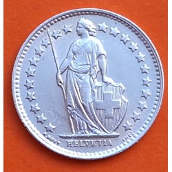 SUIZA 1/2 FRANCO 1957 B DAMA HELVETICA CON ESCUDO y LANZA KM.23 MONEDA DE PLATA SC Switzerland silver Half franc