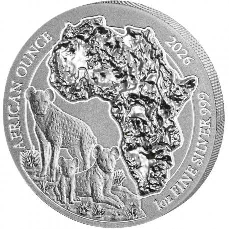 . @ENVÍO HOY@ RUANDA 50 FRANCOS 2026 HIENAS MONEDA DE PLATA PURA African Ounce ONZA OZ Rwanda