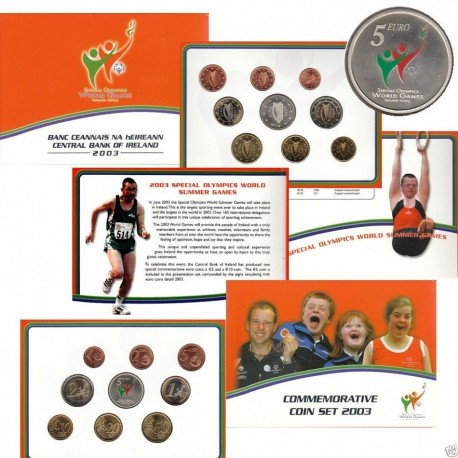 @INCLUYE 5 EUROS 2023 COLORES@ IRLANDA CARTERA OFICIAL EUROS 2003 SC 1 Céntimo a 2 EUROS 2003 Eire WORLD GAMES