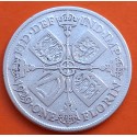 INGLATERRA 1 FLORIN 1929 REY JORGE V KM.834 MONEDA DE PLATA MBC- UK 2 Shillings silver coin