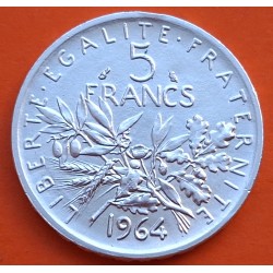 FRANCIA 5 FRANCOS 1964 SEMBRADORA SEMEUSE KM.926 MONEDA DE PLATA EBC/SC France 5 Francs silver 0,32 ONZAS R/1