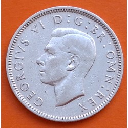 INGLATERRA 1 SHILLING 1946 JORGE VI y LEON SOBRE CORONA diseño INGLES KM.853 MONEDA DE PLATA MBC+ UK silver POST WWII