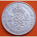 INGLATERRA 2 SHILLINGS 1940 JORGE VI y FLOR KM.855 MONEDA DE PLATA MBC @MUESCAS@ Great Britain United Kingdom WWII