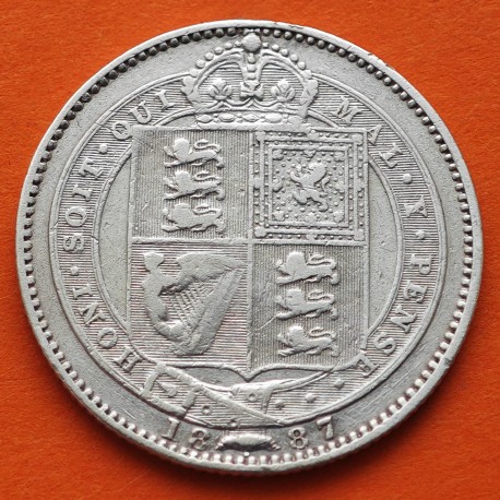 INGLATERRA 1 SHILLING 1887 Queen VICTORIA tipo JUBILEE KM.774 MONEDA DE PLATA MBC- UK British silver coin