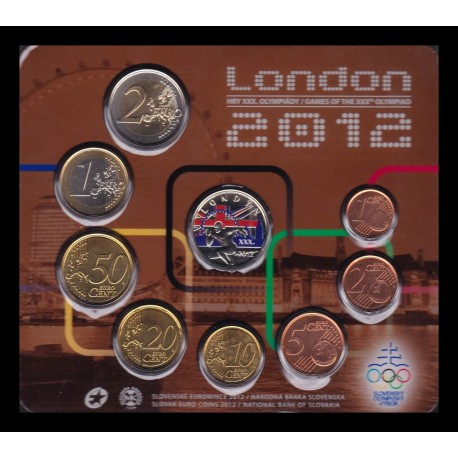 ESLOVAQUIA CARTERA OFICIAL EUROS 2012 BU SET 1+2+5+10+20+50 Centimos + 1 EURO + 2 EUROS 2012 OLIMPIADA LONDRES SC KMS Slovakia