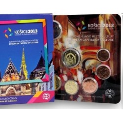 ESLOVAQUIA CARTERA OFICIAL EUROS 2013 BU SET 1+2+5+10+20+50 Centimos + 1 EURO + 2 EUROS 2013 KOSICE CAPITAL KMS Slovakia