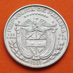 PANAMA 1/10 BALBOA 1961 BUSTO y ESCUDO KM.24 MONEDA DE PLATA EBC- 1 Décimo silver coin