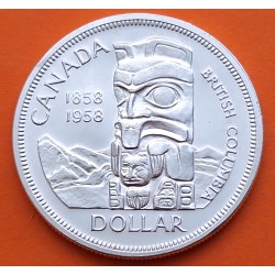 CANADA 1 DOLAR 1958 BRITISH COLUMBIA TOTEM INDIO KM.55 MONEDA DE PLATA MBC @LIMPIADA@ 1 Dollar silver R/3