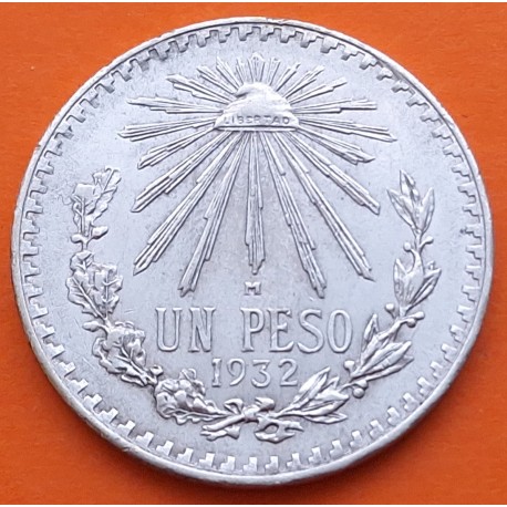 MEXICO 1 PESO 1932 GORRO FRIGIO KM.455 MONEDA DE PLATA MBC++ ESTADOS UNIDOS MEXICANOS R/2