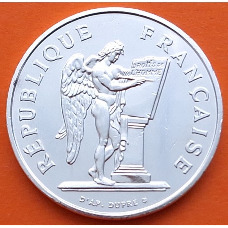 FRANCIA 100 FRANCOS 1989 ANGEL ALADO DERECHOS HUMANOS KM.970 MONEDA DE PLATA EBC/SC- France 100 Francs silver R/3