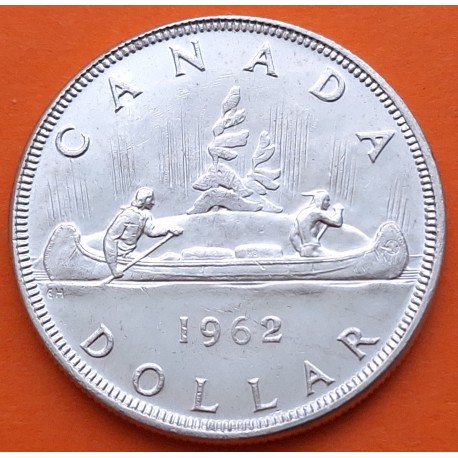 CANADA 1 DOLAR 1962 INDIOS EN CANOA VOYAGEUR KM.54 MONEDA DE PLATA MBC+ @LIMPIADA@ silver 0,60 ONZAS R/1