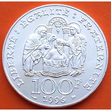 FRANCIA 100 FRANCOS 1996 REY CLOVIS ROI KM.1180 MONEDA DE PLATA EBC @RARA@ France 100 Francs silver