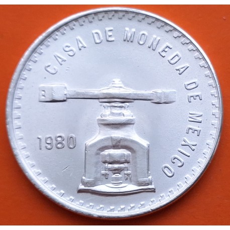 MEXICO 1 ONZA 1980 BALANZA KM.M49 MONEDA DE PLATA EBC OZ Mejico UNA ONZA TROY DE PLATA PURA R/2