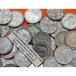 . 4,88 ONZAS de PLATA PURA - 10 Monedas x ESPAÑA 100 PESETAS 1966 FRANCISCO FRANCO TODAS CIRCULADAS