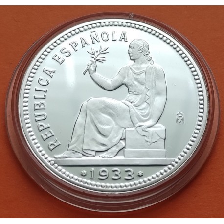 0,40 ONZAS x MEDALLA FNMT HISTORIA DE LA PESETA ESPAÑA 1 PESETA 1933 REPUBLICA ESPAÑOLA PLATA 13,50 gramos 925 milésimas