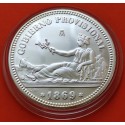 0,40 ONZAS x MEDALLA FNMT HISTORIA DE LA PESETA ESPAÑA 1 PESETA 1869 DAMA GOBIERNO PROVISIONAL PLATA 13,50 gramos 925 milésimas