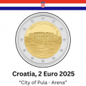. 1 aaaaaaaaaacoin @RARA - 27/FEBRERO Envío@ CROACIA 2 EUROS 2025 GRAD PULA - ARENA Ciudad 2ª MONEDA BIMETALICA SC