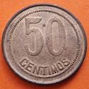 . @ORLA DE PUNTOS CUADRADA@ ESPAÑA 50 CENTIMOS 1937 * 3/-DAMA MONEDA DE COBRE EBC- República Española ERROR VARIANTE R/5
