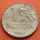 ESPAÑA 1 PESETA 1937 DAMA y RACIMO DE UVAS KM.755 MONEDA DE LATON MBC + Imperfecciones REPÚBLICA ESPAÑOLA R/1