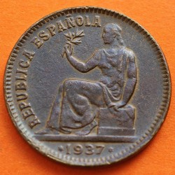 ESPAÑA 50 CENTIMOS 1937 * 3/4 II REPUBLICA ESPAÑOLA DAMA SENTADA MONEDA DE COBRE EBC- R/5