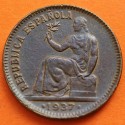 ESPAÑA 50 CENTIMOS 1937 * 3/4 II REPUBLICA ESPAÑOLA DAMA SENTADA MONEDA DE COBRE EBC- R/5
