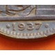 ESPAÑA 50 CENTIMOS 1937 * 3/4 II REPUBLICA ESPAÑOLA DAMA SENTADA MONEDA DE COBRE EBC- R/5
