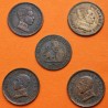 . 5 monedas x ESPAÑA 2 CENTIMOS 1870 + 1904+1905 + 1911+1912 LEON y REY SMV y PCV KM.661+722+732 MBC- COBRE R/5