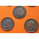 . 5 monedas x ESPAÑA 2 CENTIMOS 1870 + 1904+1905 + 1911+1912 LEON y REY SMV y PCV KM.661+722+732 MBC- COBRE R/5