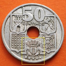 @FLECHAS INVERTIDAS@ ESPAÑA 50 CENTIMOS 1949 * 19 51 FRANCO ESTADO ESPAÑOL FRANCO MONEDA DE NICKEL MBC++ @RARA@ R/5