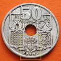 @FLECHAS INVERTIDAS@ ESPAÑA 50 CENTIMOS 1949 * 19 51 FRANCO ESTADO ESPAÑOL FRANCO MONEDA DE NICKEL MBC++ @RARA@ R/5