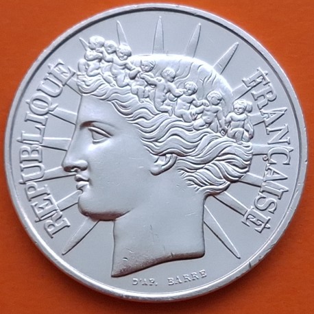 FRANCIA 100 FRANCOS 1988 DAMA CON RAYOS FRATERNITE KM.966 MONEDA DE PLATA SC France 100 Francs silver