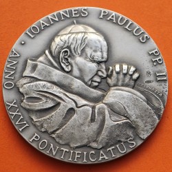 VATICANO MEDALLA DE PLATA 2005 PAPA JUAN PABLO II REZANDO RAICES CRISTIANAS DE EUROPA 40 gramos 44 mm.