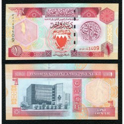BAHRAIN 1 DINAR 1973 ANTIGUA MONEDA y EDIFICIO DEL BANCO Pick 19B BILLETE SC UNC BANKNOTE