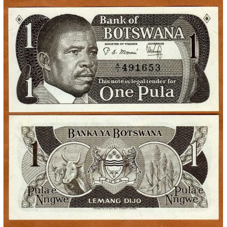BOTSWANA 1 PULA 1983 ANTILOPES, CEREALES y PRESIDENTE Pick 6A BILLETE SC Africa UNC BANKNOTE