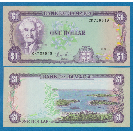 JAMAICA 1 DOLAR 1987 ALEXANDER BUSTAMENTE Pick 68 BILLETE SC UNC BANKNOTE 1 Dollar